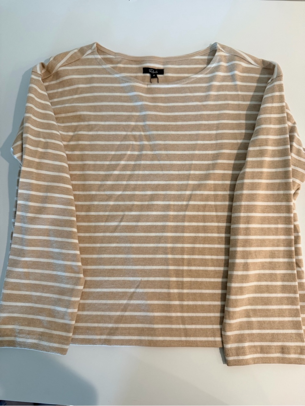 Rails Beige and White Striped Long-Sleeve Tee